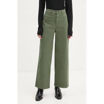 Levi's pantaloni femei, culoarea verde, lat, high waist, A8697