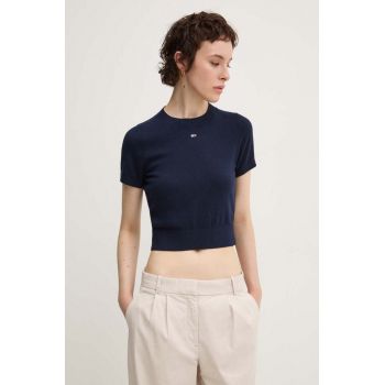 Tommy Jeans pulover femei, culoarea albastru marin, light, cu turtleneck, DW0DW18530 ieftin