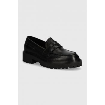 Marc O'Polo mocasini de piele femei, culoarea negru, cu platforma, 40718093201100 OO2M3010