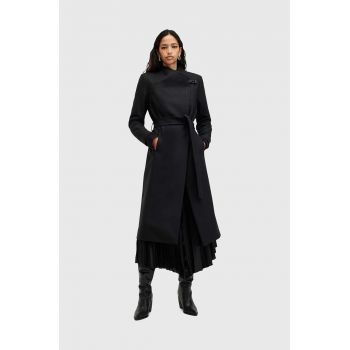 AllSaints palton de lana RILEY culoarea negru, de tranzitie, W009OZ