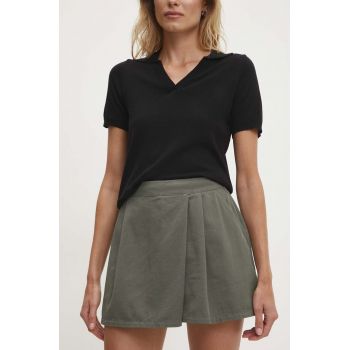 Answear Lab fustă-pantalon din bumbac culoarea verde, uni, high waist