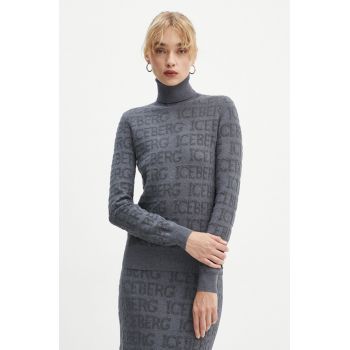 Iceberg pulover de lana femei, culoarea gri, cu guler, A003 9030