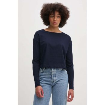 United Colors of Benetton longsleeve din bumbac culoarea albastru marin, 31VKD104I ieftin