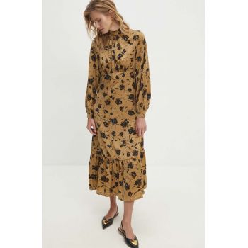 Answear Lab rochie culoarea auriu, midi, evazati ieftina
