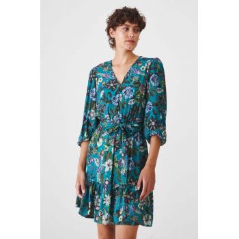Medicine rochie culoarea turcoaz, mini, evazati ieftina
