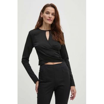 Sisley bluza femei, culoarea negru, neted, 3HGNL105Z