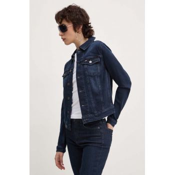 Tommy Jeans geacă din denim femei, culoarea bleumarin, de tranziție, DW0DW18554
