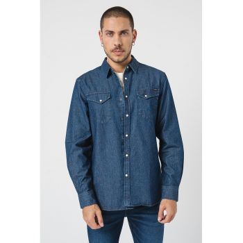 Camasa de denim cu buzunare pe piept de firma originala