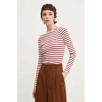 Tommy Jeans longsleeve femei, culoarea bej, DW0DW19817