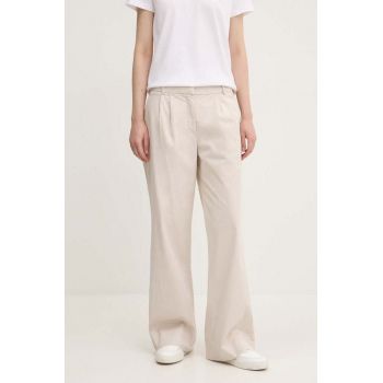 Abercrombie & Fitch pantaloni femei, culoarea gri, drept, high waist, KI156-4415