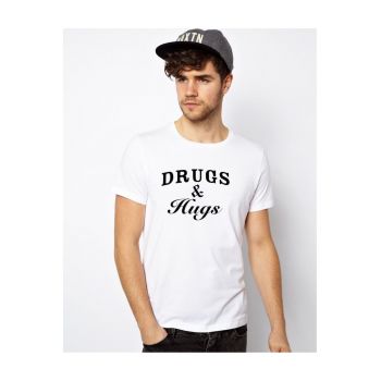 Tricou Drugs & Hugs - Alb