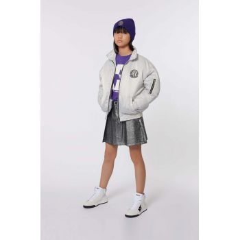 Dkny fustă din denim pentru copii culoarea gri, mini, dreaptă, D60227