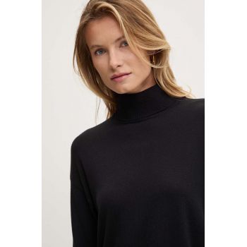 United Colors of Benetton pulover femei, culoarea negru, light, cu guler, 103CD202Z
