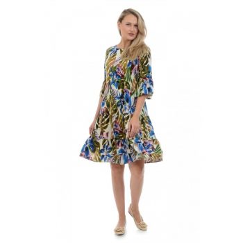 888124547-Rochie Dama Clos cu Imprimeu Multicolor