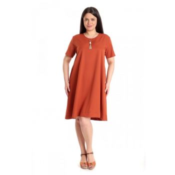 888142607-Rochie Dama Ampla - Caramiziu cu Buzunare ieftina