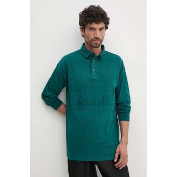 United Colors of Benetton longsleeve din bumbac culoarea verde, neted, 3G9WU3020