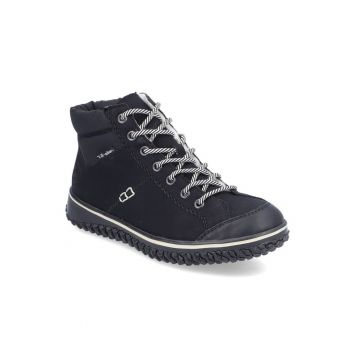 Botine de damă  Rieker - negre - cu fermoar - cu șireturi - cu membrană TEX Z4244-00