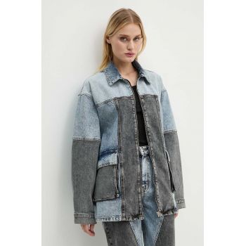 Rotate geacă din denim Oversized Patchwork Jacket femei, de tranziție, oversized, 1128221603