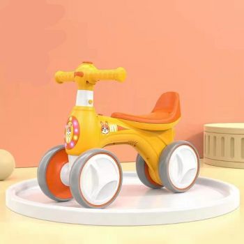 Vehicul Ride-On pentru copii Piccolino galben cu roti silentioase din cauciuc Eva
