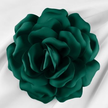 Brosa floare verde inchis cu diametru de 15 cm, cu clips pentru par