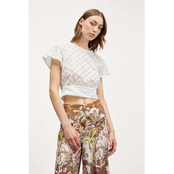 Bluza crop cu dantela Sangallo