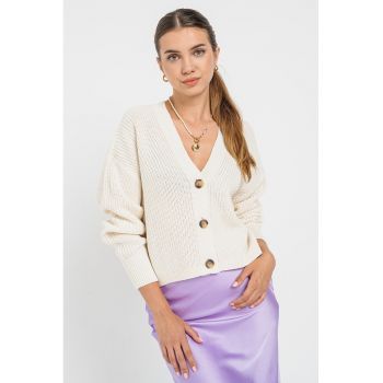 Cardigan tricotat cu maneci cazute