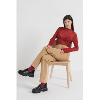 Pantaloni chino slim fit cu pensa frontala
