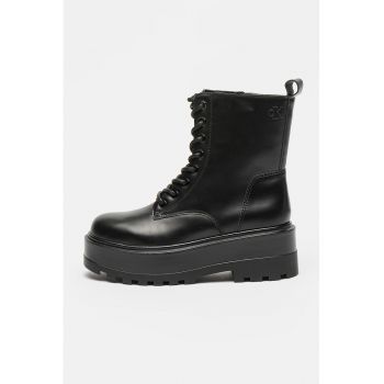 Bocanci flatform din piele