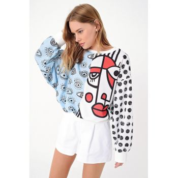 Bluza de trening cu modele variate si maneci cazute