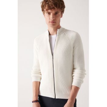Cardigan cu fermoar si maneci raglan