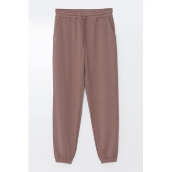 Pantaloni jogger uni cu talie elastica