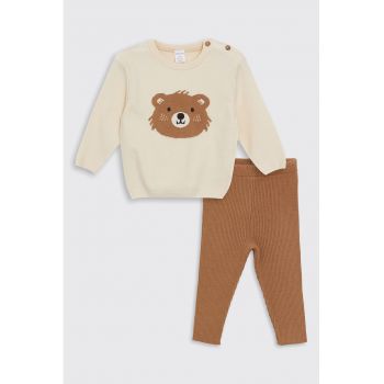 Set de bluza si colanti cu imprimeu urs - 2 piese