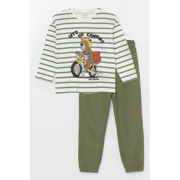Set de pantaloni si bluza cu imprimeu