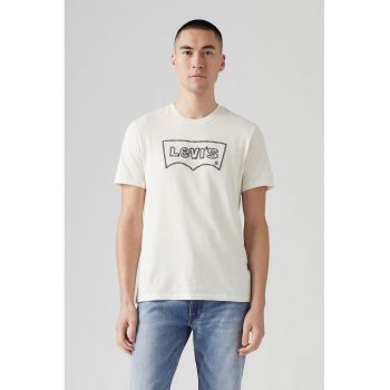 Tricou din bumbac cu decolteu la baza gatului