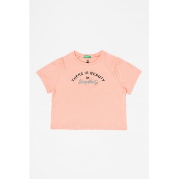 Tricou din bumbac cu imprimeu text