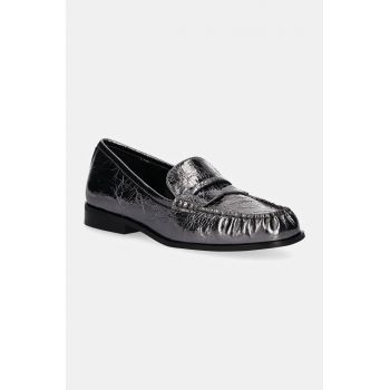 MICHAEL Michael Kors mocasini de piele Carlson femei, culoarea argintiu, cu toc plat, 40F4CSFP1M.041