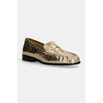 MICHAEL Michael Kors mocasini de piele Carlson femei, culoarea auriu, cu toc plat, 40F4CSFP1M.740