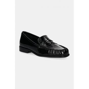 MICHAEL Michael Kors mocasini de piele Carlson femei, culoarea negru, cu toc plat, 40F4CSFP1A.001