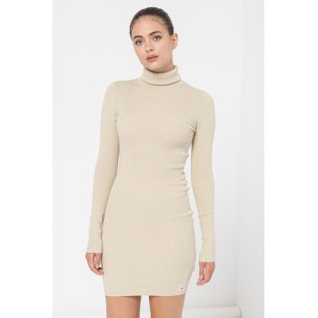 Rochie bodycon mini cu guler inalt
