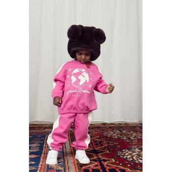 Mini Rodini pantaloni de trening din bumbac pentru copii culoarea roz, neted, 2473011228