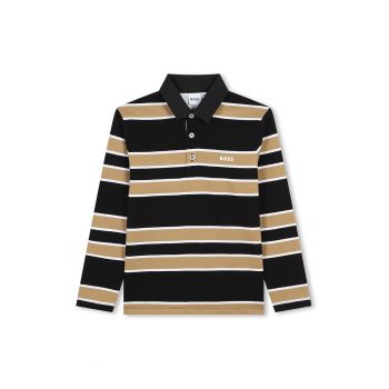 Bluza polo din bumbac cu model in dungi