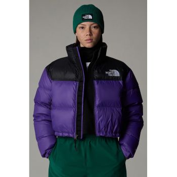 Geaca crop cu guler inalt
