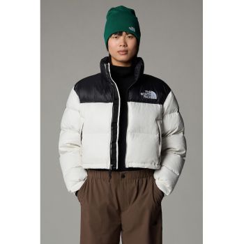 Geaca crop cu guler inalt