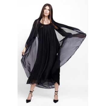 Compleu cu rochie si blazer din matase naturala, negru