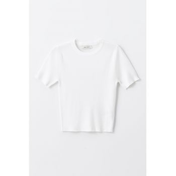 Tricou din tricot cu decolteu rotund
