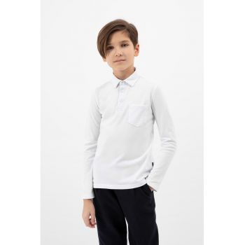 Bluza polo cu buzunar pe piept