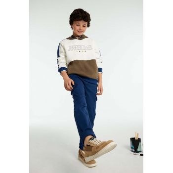 Mayoral pantaloni copii cargo slim culoarea albastru marin, neted, 7533