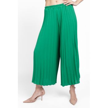 Pantaloni plisati, largi si drepti, verzi