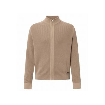 Bluza de trening cu fermoar si aspect texturat