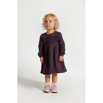 Coccodrillo rochie din bumbac pentru copii culoarea violet, mini, evazati, PASTELOVE GIRL NEWBORN